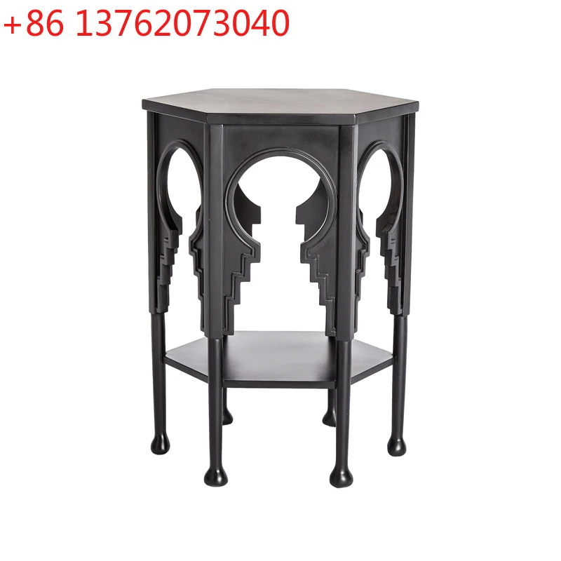 French retro solid wood black edge few corners hollow special-shaped design bedside table
French retro solid wood black edge few corners hollow special-shaped design bedside table