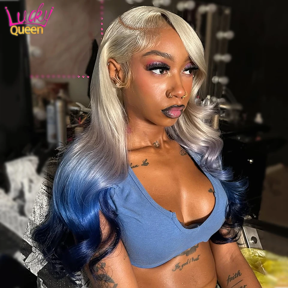 613 Real Human Hair Wig Ombre Blue 3 Tone 13x4 13x6 Lace Front Human Hair Wigs For Women Body Wave 613 Hair Pre Plucked
613 Real Human Hair Wig Ombre Blue 3 Tone 13x4 13x6 Lace Front Human Hair Wigs For Women Body Wave 613 Hair Pre Plucked