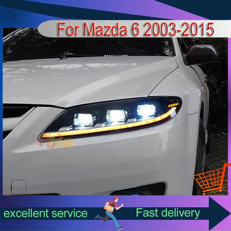 Стайлинг автомобиля для Mazda 6 Mazda6 2003-2015, обновленный стиль, проектор фар, 3 объектива, полный светодиодный DRL, аксессуары для указателей поворота
Стайлинг автомобиля для Mazda 6 Mazda6 2003-2015, обновленный стиль, проектор фар, 3 объектива, полный светодиодный DRL, аксессуары для указателей поворота