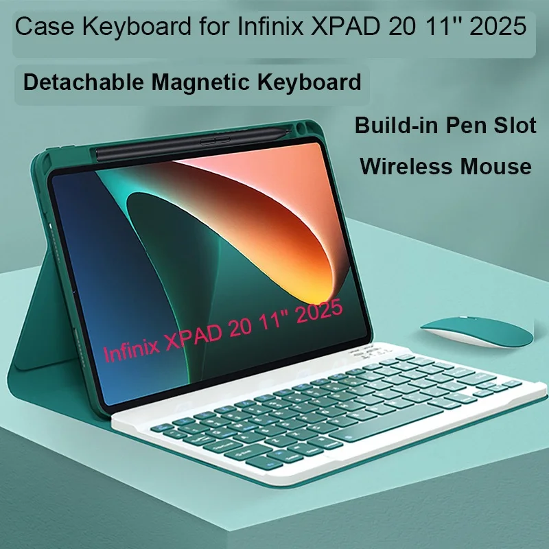 Case with Keyboard for Infinix XPAD 20 11" (2025) Bluetooth Detachable Keyboard Mouse Cover Casing with Pen Slot
Case with Keyboard for Infinix XPAD 20 11" (2025) Bluetooth Detachable Keyboard Mouse Cover Casing with Pen Slot