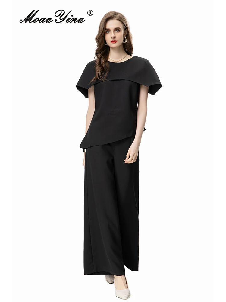 MoaaYina 2024 Summer High Quality Women Pant Sets Casual Solid Color Cloak Sleeves Lrregular Tunic+Wide Leg Pants Two Pieces Set
MoaaYina 2024 Summer High Quality Women Pant Sets Casual Solid Color Cloak Sleeves Lrregular Tunic+Wide Leg Pants Two Pieces Set