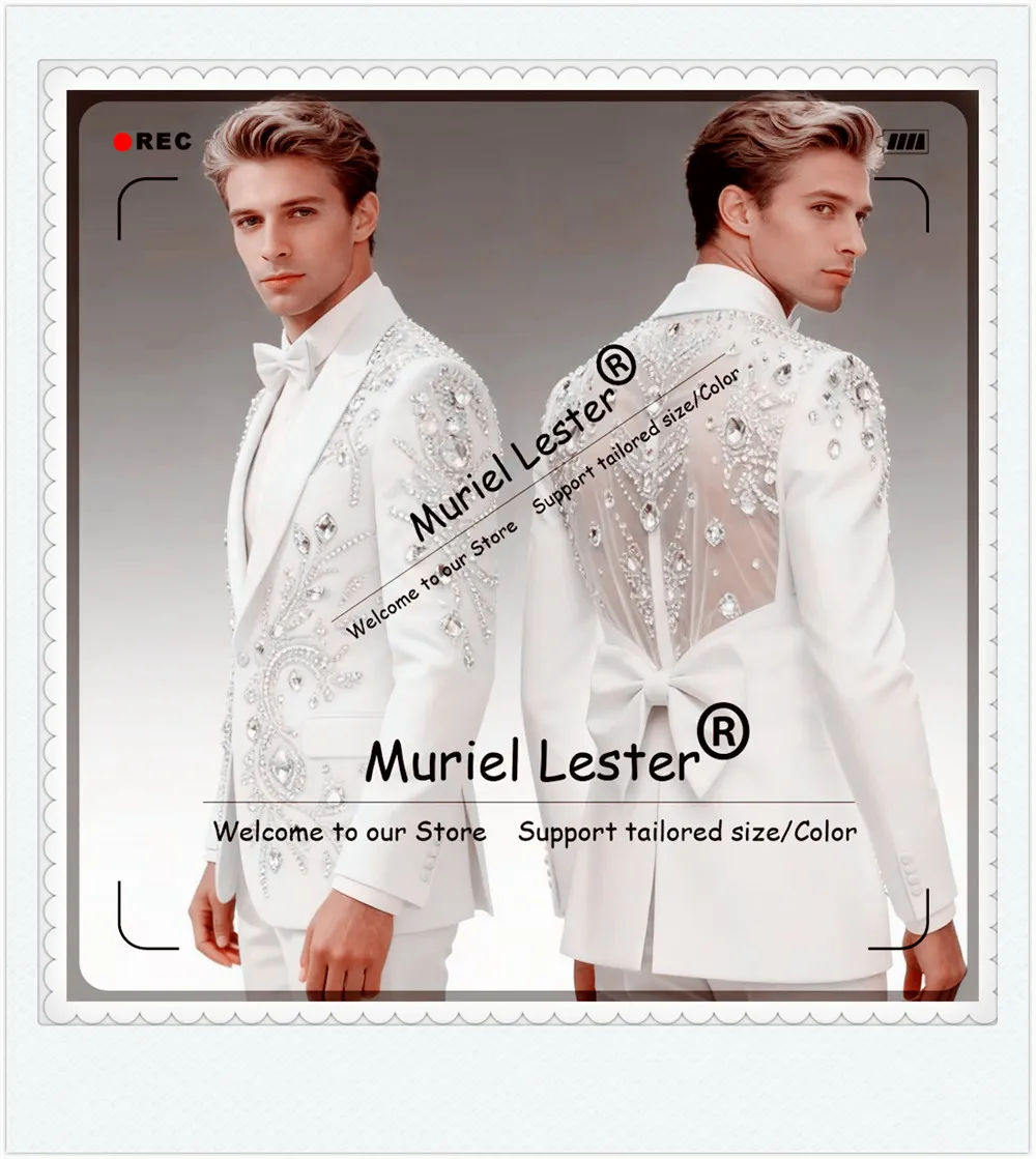 Exclusive Beaded Stones Suits Men For Wedding Illusion Back Prom Blazers Customized Man Banquet Tuxedos With Bow Ropa Hombre
Exclusive Beaded Stones Suits Men For Wedding Illusion Back Prom Blazers Customized Man Banquet Tuxedos With Bow Ropa Hombre