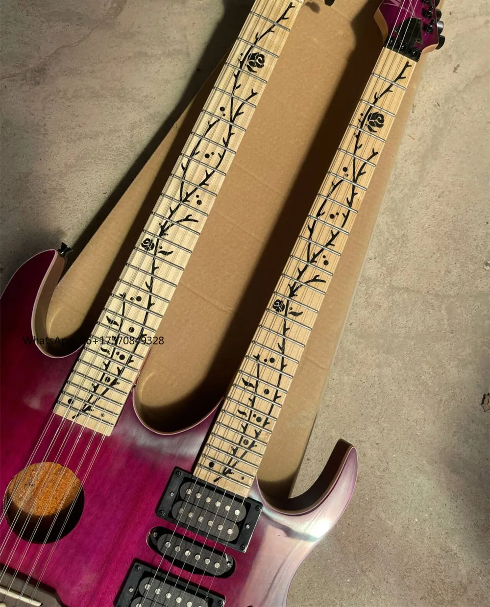 Double Neck 12+6 Strings Electric Guitar with Maple Neck Black Hardware,Provide customized service
Double Neck 12+6 Strings Electric Guitar with Maple Neck Black Hardware,Provide customized service