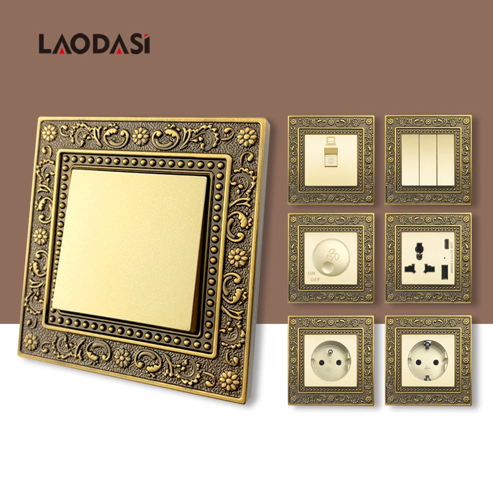 Laodasi Ретро настенный выключатель и розетка
Laodasi Ретро настенный выключатель и розетка