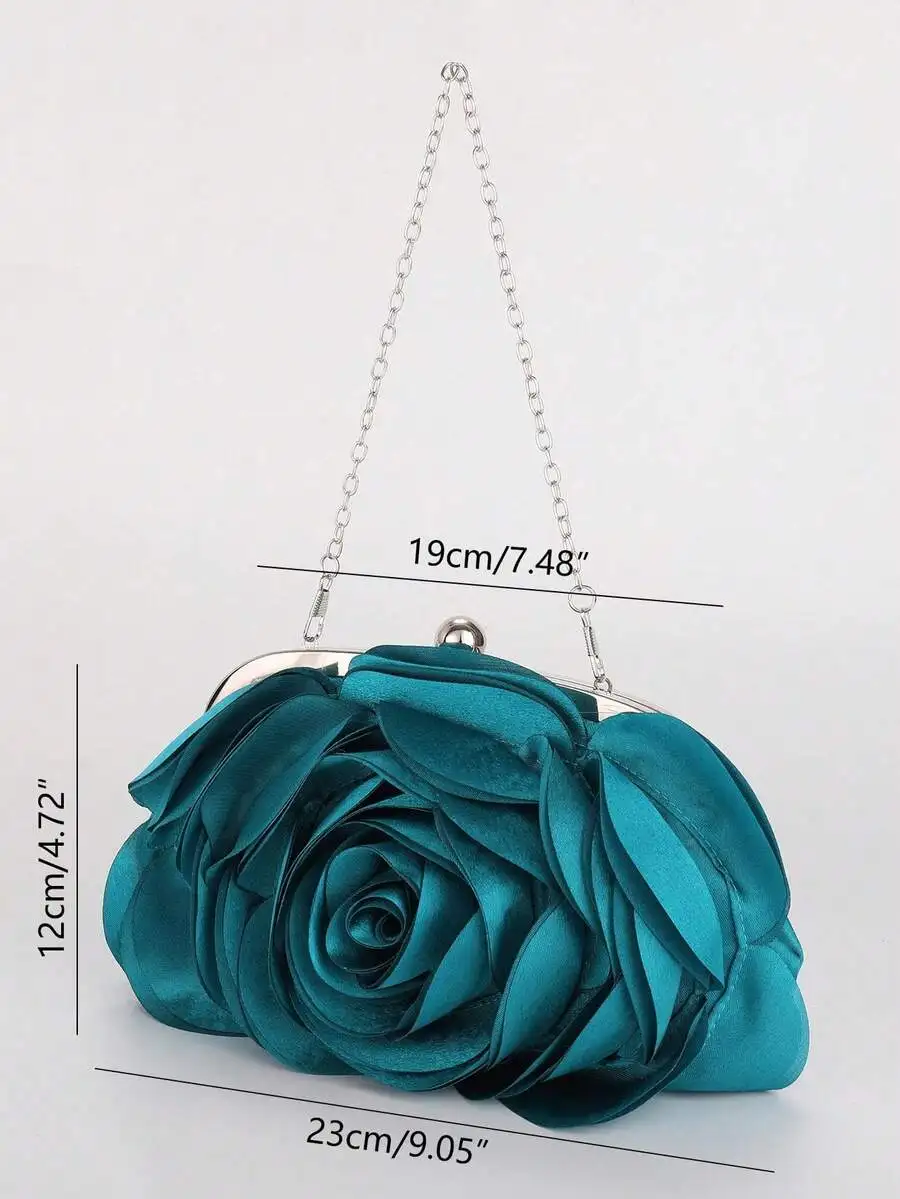 Teal Satin Flower Clutch Evening Bag For Wedding Party Dinner
Teal Satin Flower Clutch Evening Bag For Wedding Party Dinner