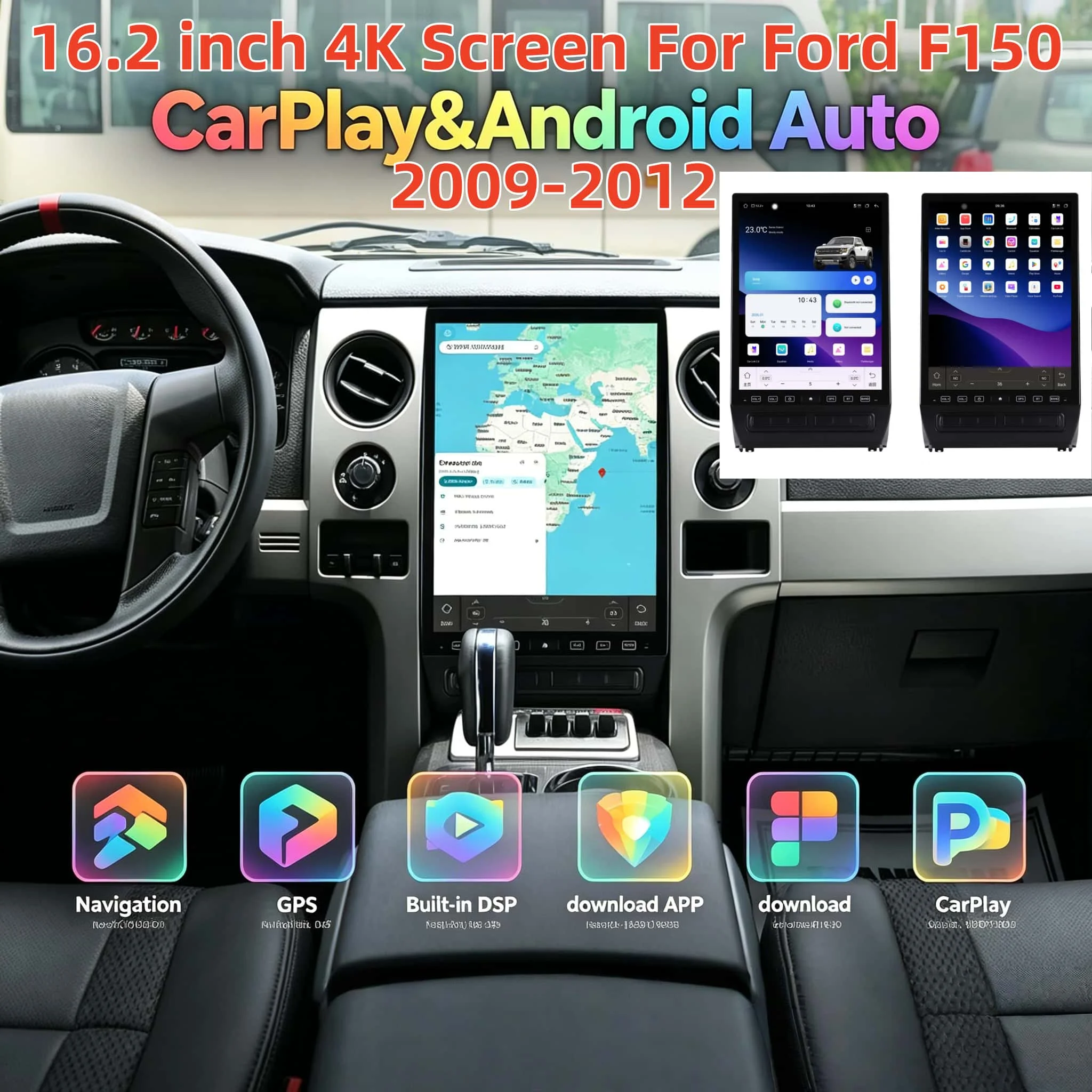 H 16.2" 4K Screen Multimedia Player For Ford F150 2009-2012 Android Car Radio Touch Screen Carplay Auto Stereo GPS BT DSP 4G WIF
H 16.2" 4K Screen Multimedia Player For Ford F150 2009-2012 Android Car Radio Touch Screen Carplay Auto Stereo GPS BT DSP 4G WIF