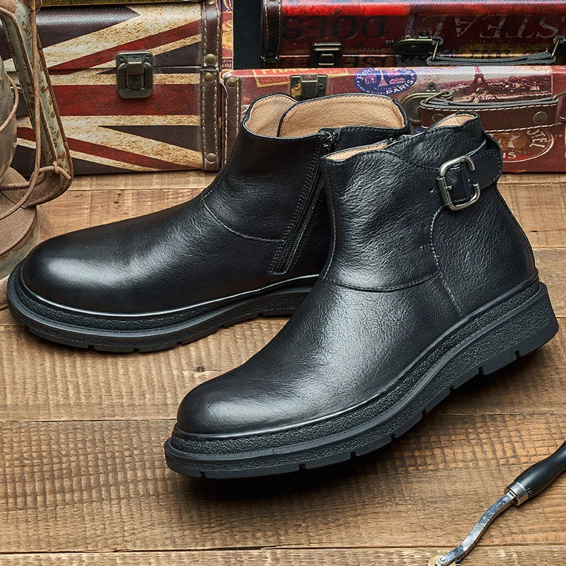 American Style Men's Retro Real Leather Thick-soles High Top Casual Shoes Mature Man Elegant Buckle Chelsea Boots
American Style Men's Retro Real Leather Thick-soles High Top Casual Shoes Mature Man Elegant Buckle Chelsea Boots