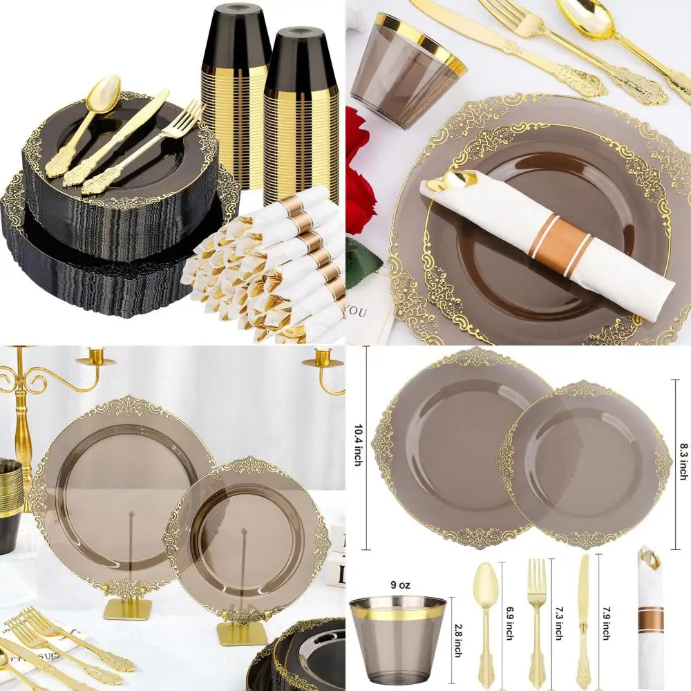 Набор одноразовой посуды на 50 гостей: 350 пластиковых тарелок черного и золотого цвета, 100 тарелок, серебро 150, 50 чашек
Набор одноразовой посуды на 50 гостей: 350 пластиковых тарелок черного и золотого цвета, 100 тарелок, серебро 150, 50 чашек
