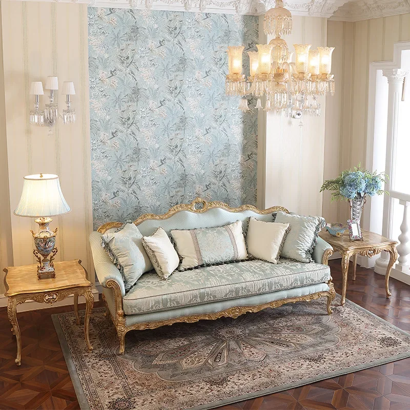 Furniture, European-style palace luxury fabric sofa, living room, solid wood sofa combination, small-sized apartment, full-set
Furniture, European-style palace luxury fabric sofa, living room, solid wood sofa combination, small-sized apartment, full-set