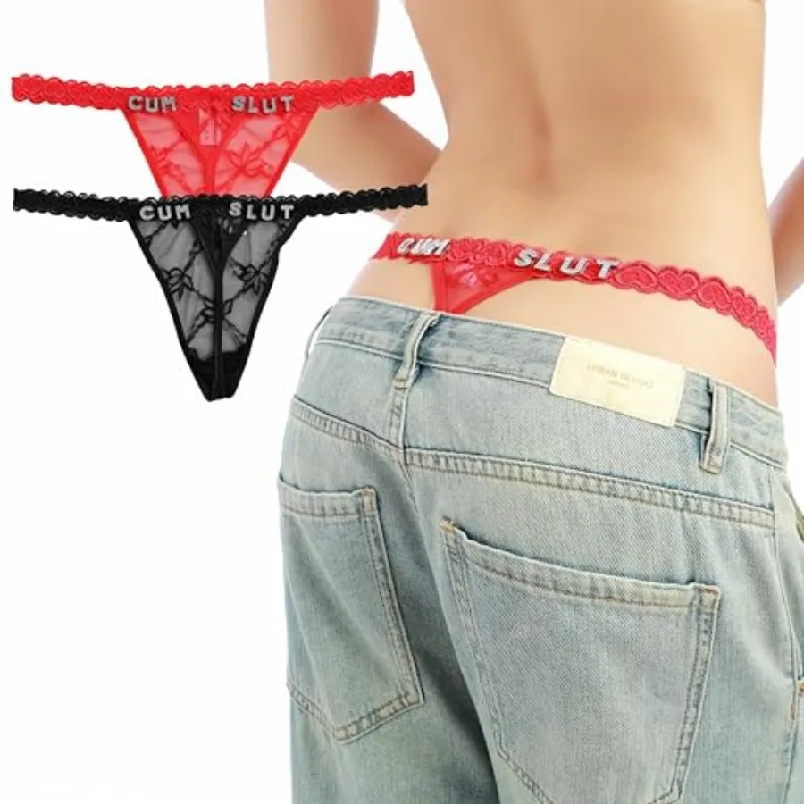 CumSlut Underwear - or Lace Thong Cum Slut Panty with Sparkling Letter Charm Rhinestones
CumSlut Underwear - or Lace Thong Cum Slut Panty with Sparkling Letter Charm Rhinestones