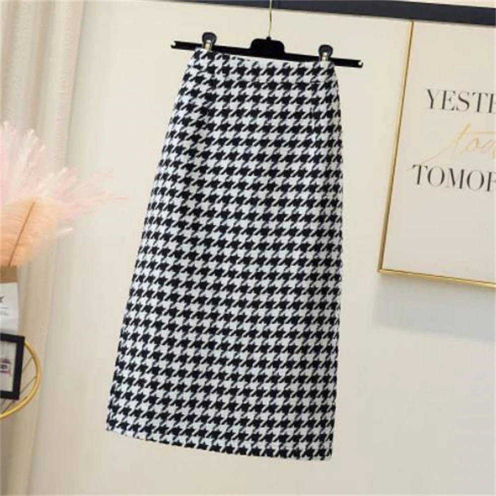 Women's Houndstooth Plaid High Waist Long Skirts A-Line Autumn Split Midi Skirt Pencil Skirt Office Lady Elegant Slim Hot Sale
Women's Houndstooth Plaid High Waist Long Skirts A-Line Autumn Split Midi Skirt Pencil Skirt Office Lady Elegant Slim Hot Sale