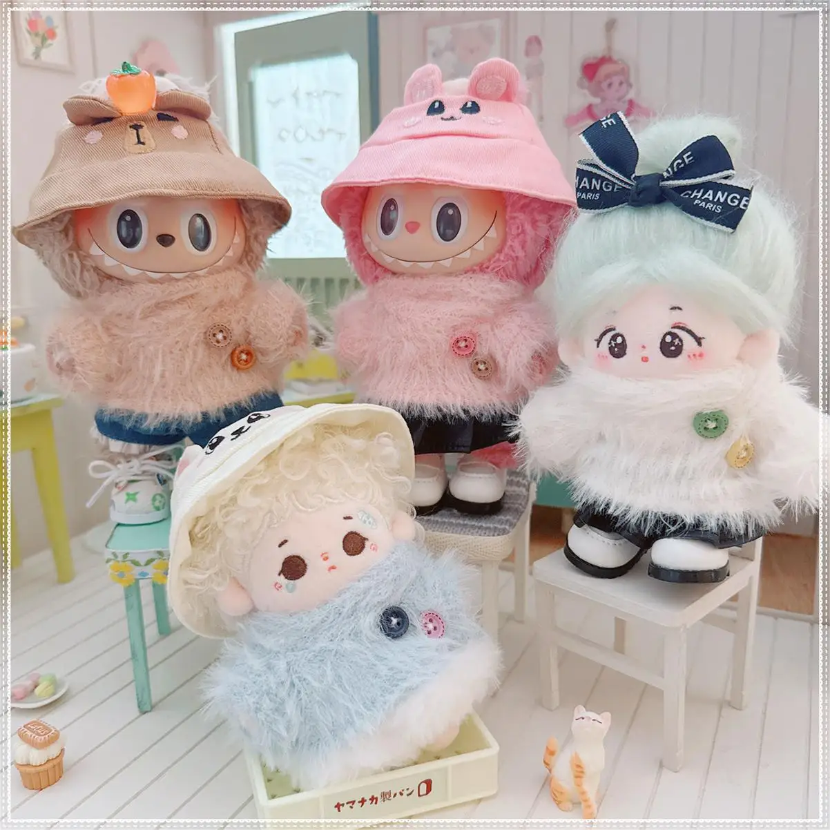 Mini Idol Doll Clothes 10-17cm Cute Velvet Whisper High Collar Shirt Pants Set Kawaii Labubu Clothes Accessories Toys Gifts
Mini Idol Doll Clothes 10-17cm Cute Velvet Whisper High Collar Shirt Pants Set Kawaii Labubu Clothes Accessories Toys Gifts