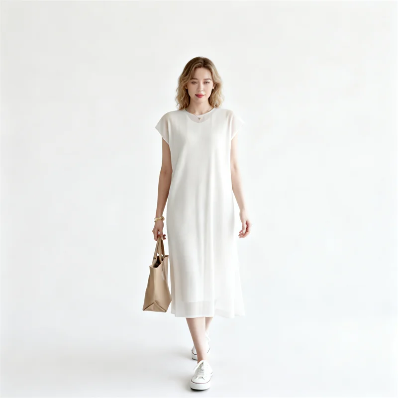 Miyake Pleated Women's Casual Dresses 2026 Japanese Design Mesh Fake Two-piece Round Neck Short-sleeved Elegant Pleated Skirt
Miyake Pleated Women's Casual Dresses 2026 Japanese Design Mesh Fake Two-piece Round Neck Short-sleeved Elegant Pleated Skirt