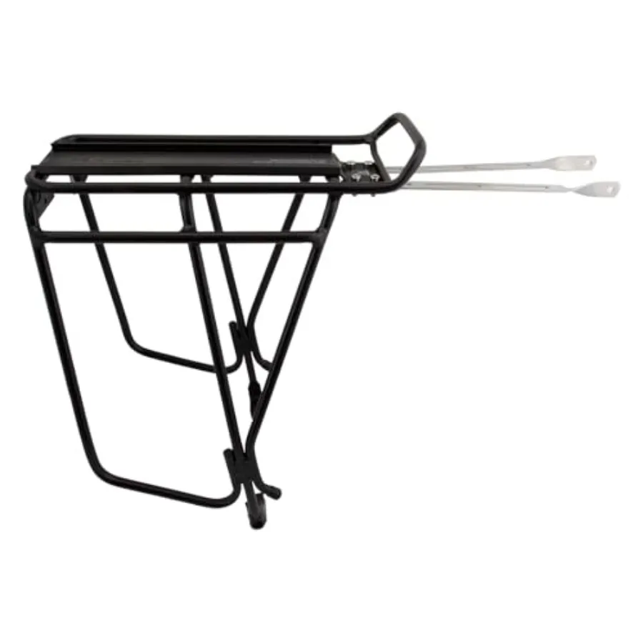 Super Tourist Rear Bike Rack DX for Disc Brake Bikes: aluminum, black, 25 kg capacity, integrated light mount, quick-release fi
Super Tourist Rear Bike Rack DX for Disc Brake Bikes: aluminum, black, 25 kg capacity, integrated light mount, quick-release fi