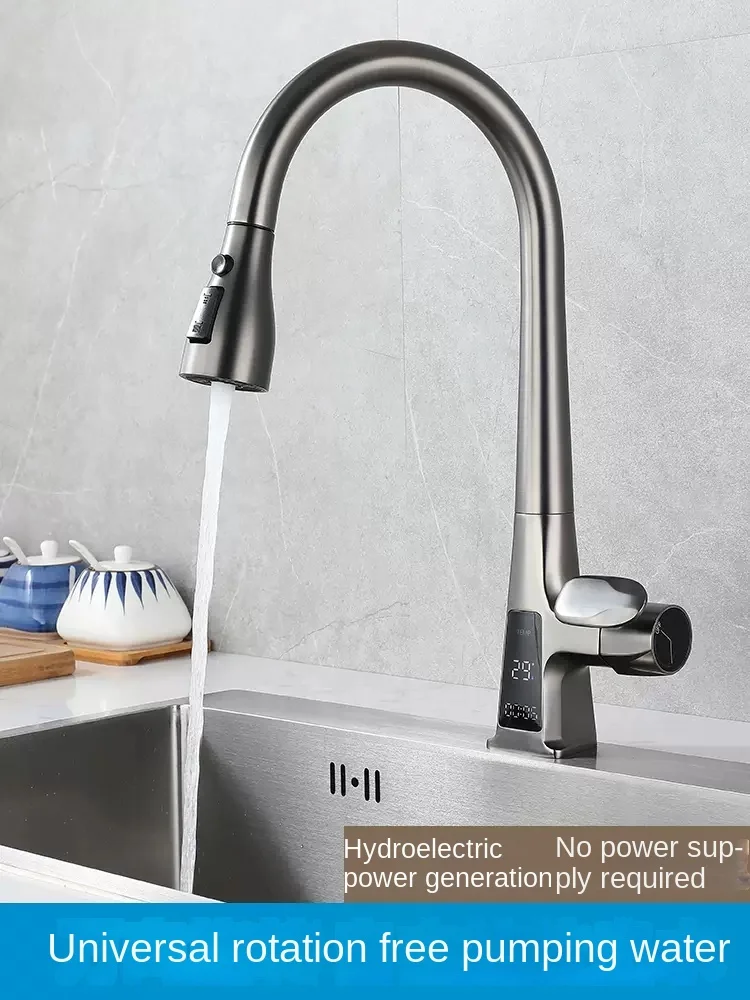 Faucet kitchen faucet sink faucet all-copper gun gray rotary pull type cold and hot water digital display balcony faucet
Faucet kitchen faucet sink faucet all-copper gun gray rotary pull type cold and hot water digital display balcony faucet