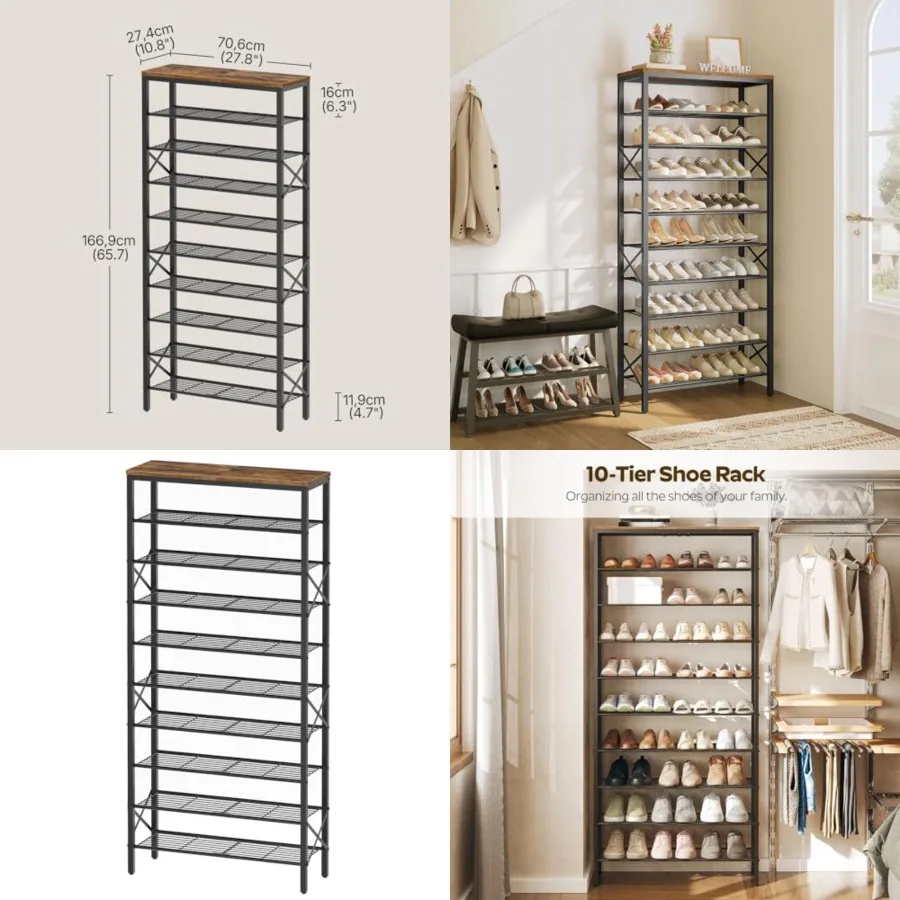 10 Tier Shoe Rack, Large Capacity Shoe Storage Organizer Holds 40 Pairs, Sturdy and Stable, for Entryway, Hallway, Closet, Dorm Room, Rustic Brown
10 Tier Shoe Rack, Large Capacity Shoe Storage Organizer Holds 40 Pairs, Sturdy and Stable, for Entryway, Hallway, Closet, Dorm Room, Rustic Brown
