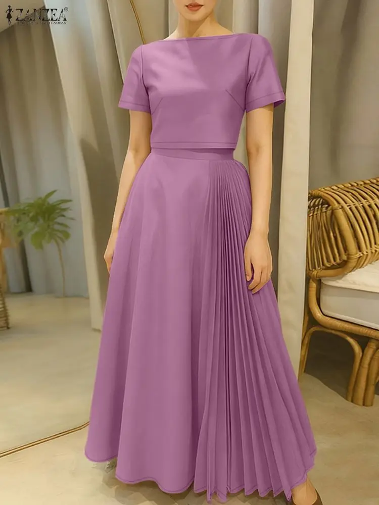 ZANZEA Fashion 2 Pieces Skirt Sets Women Elegant Boatneck Short Sleeve Crop Tops and Pleated Long Skirts Suits Woman Outfits 3XL
ZANZEA Fashion 2 Pieces Skirt Sets Women Elegant Boatneck Short Sleeve Crop Tops and Pleated Long Skirts Suits Woman Outfits 3XL