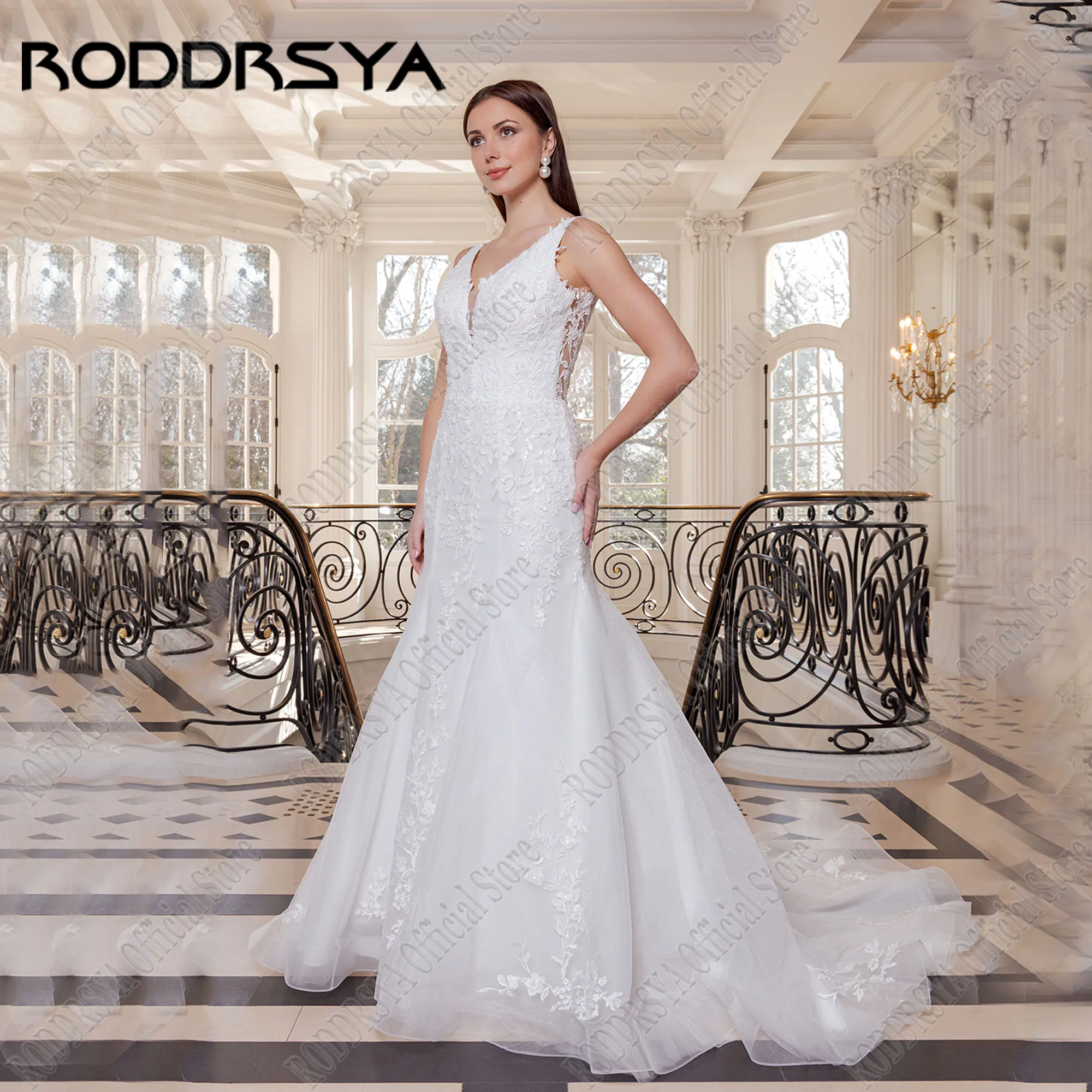 RODDRSYA Mermaid Backless Luxury Wedding Dress V-Neck Applique Lace Bride Gowns For Women Sleeveless Sweep Train Customized
RODDRSYA Mermaid Backless Luxury Wedding Dress V-Neck Applique Lace Bride Gowns For Women Sleeveless Sweep Train Customized