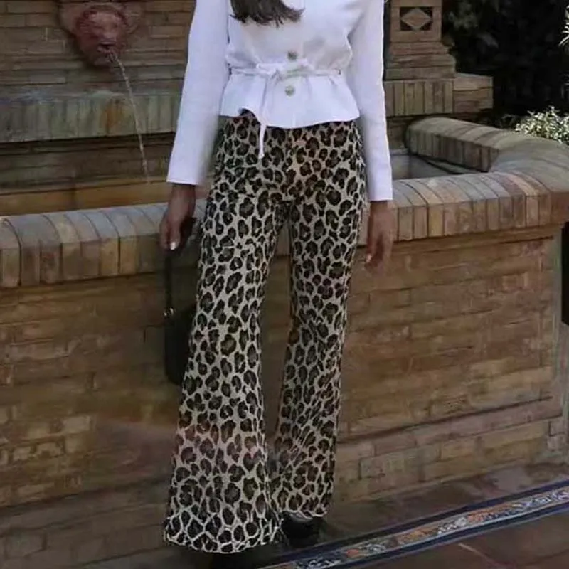 Retro leopard print pants for women, high waisted animal print loose pants for women's street wear, summer wide pants
Retro leopard print pants for women, high waisted animal print loose pants for women's street wear, summer wide pants