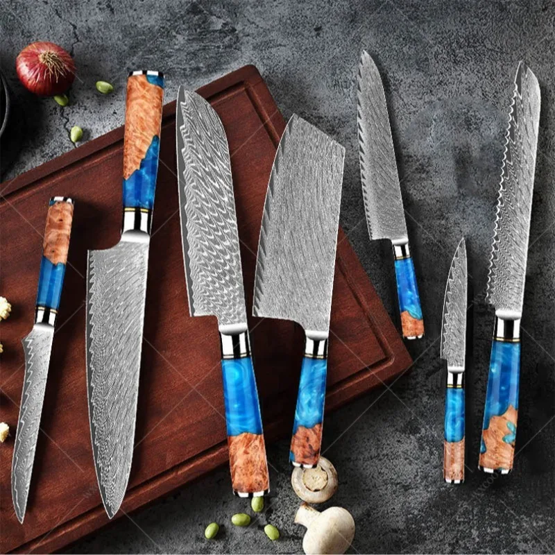 WXCOO Blue Resin Chef Knife Damascus Steel Kitchen Knives High Hardness Bone Cutting Knife Kitchen Meat Cleaver Boning Knife
WXCOO Blue Resin Chef Knife Damascus Steel Kitchen Knives High Hardness Bone Cutting Knife Kitchen Meat Cleaver Boning Knife