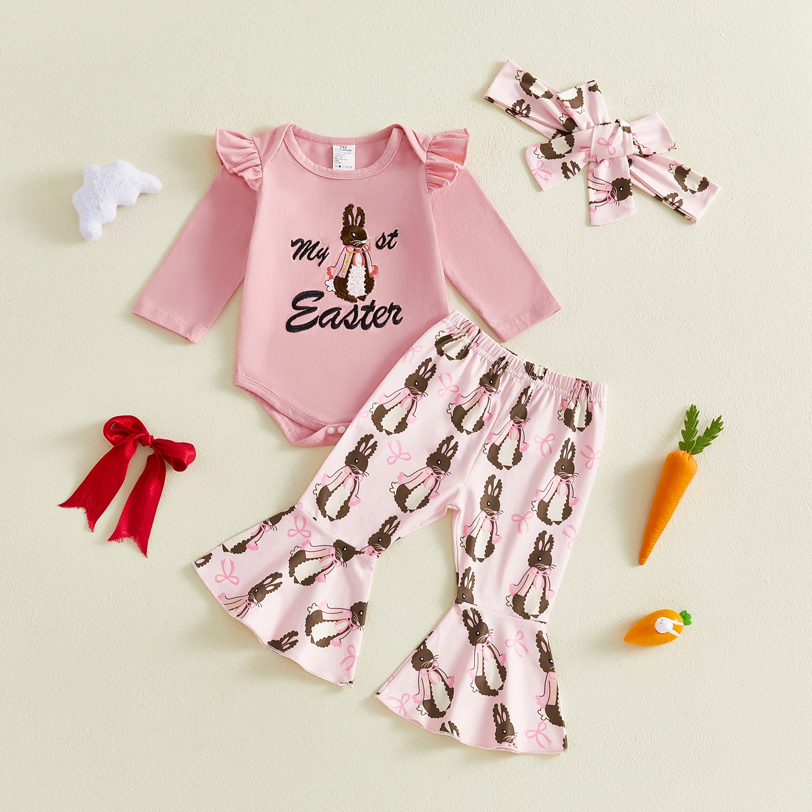 Очаровательный детский пасхальный комплект одежды с комбинезонами с вышивкой кролика и повязкой на голову — милый весенний ансамбль из трех предметов для девочек
Очаровательный детский пасхальный комплект одежды с комбинезонами с вышивкой кролика и повязкой на голову — милый весенний ансамбль из трех предметов для девочек