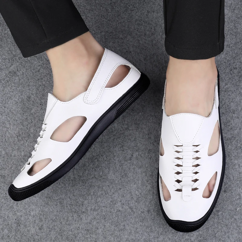 High Quality Summer Men Sandals Soft Leather Men Shoes Anti Slip Hollow Out Casual Male Sandals Comfortable Business Men Shoes
High Quality Summer Men Sandals Soft Leather Men Shoes Anti Slip Hollow Out Casual Male Sandals Comfortable Business Men Shoes