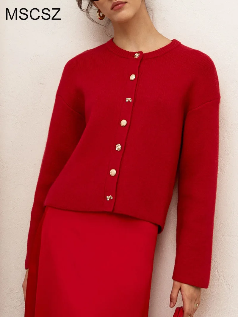 MSCSZ Spring Autumn Knitted Cardigan Sweater With Gold Buttons Elegant Women Jackets Knit Cropped Cardigan Coat
MSCSZ Spring Autumn Knitted Cardigan Sweater With Gold Buttons Elegant Women Jackets Knit Cropped Cardigan Coat