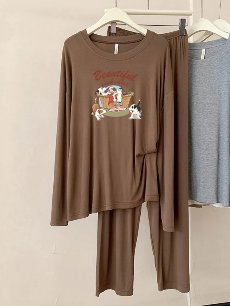 A61 Modal Pajamas Women's Spring and Autumn New Casual Round Neck Long Sleeve Plaid Breathable Homewear Set
A61 Modal Pajamas Women's Spring and Autumn New Casual Round Neck Long Sleeve Plaid Breathable Homewear Set