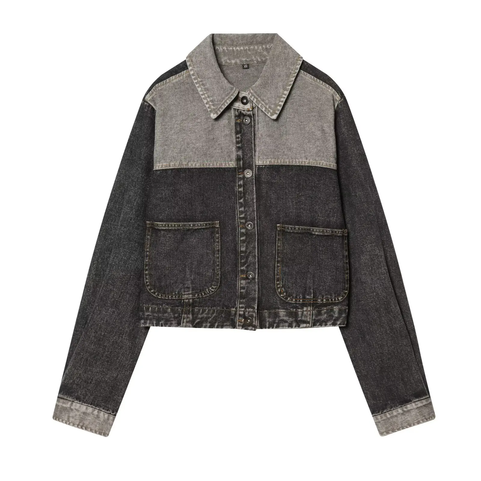 Retro American Spliced Color Blo Denim Jaet Women's Casual Faion Spring 2026 ort Outerwear Polyester Fiber Long Sve
Retro American Spliced Color Blo Denim Jaet Women's Casual Faion Spring 2026 ort Outerwear Polyester Fiber Long Sve