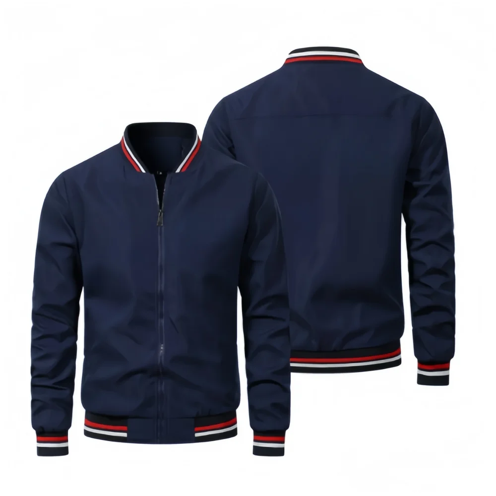 Spring and Autumn Solid Color Men's Baseball Jacket Striped Stand up Collar Zipper Slim fit Casual Jacket Trendy Long Sleeve Top
Spring and Autumn Solid Color Men's Baseball Jacket Striped Stand up Collar Zipper Slim fit Casual Jacket Trendy Long Sleeve Top