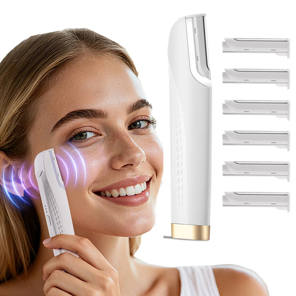 Электрическая звуковая бритва для дермапланинга для женщин, портативный LED-эпилятор для лица с 6 насадками для удаления волос и отшелушивания кожи
Электрическая звуковая бритва для дермапланинга для женщин, портативный LED-эпилятор для лица с 6 насадками для удаления волос и отшелушивания кожи