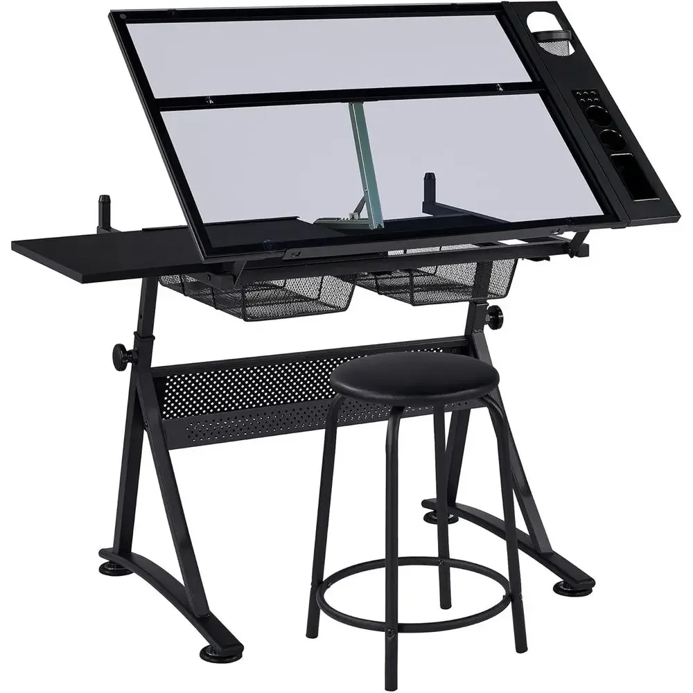 Adjustable Height Art Desk with Glass Top, Storage Drawers, Ideal for Diamond Paintings and Home Office Use
Adjustable Height Art Desk with Glass Top, Storage Drawers, Ideal for Diamond Paintings and Home Office Use