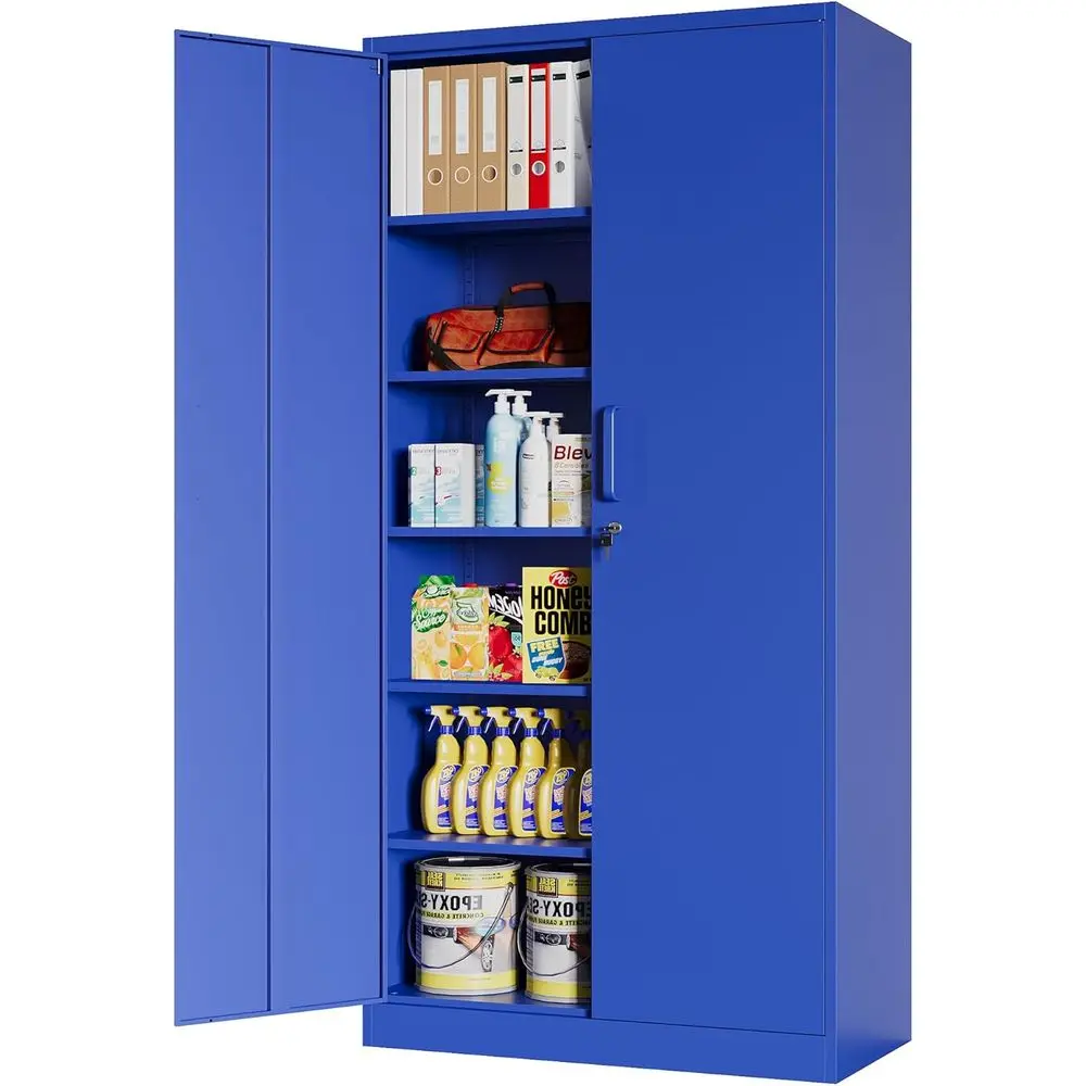 71 Tall Steel Lockable Storage Cabinet with 2 Doors and 4 Adjustable Shelves for Home, Office, and Pantry
71 Tall Steel Lockable Storage Cabinet with 2 Doors and 4 Adjustable Shelves for Home, Office, and Pantry