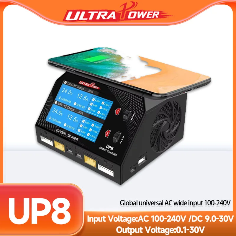 UP8 Dual Channel AC/DC Charger 400W/600W with 3.5" LCD 16A Max Wireless Phone Charger Discharge 200W for LiPo/LiFe/NiMH
UP8 Dual Channel AC/DC Charger 400W/600W with 3.5" LCD 16A Max Wireless Phone Charger Discharge 200W for LiPo/LiFe/NiMH