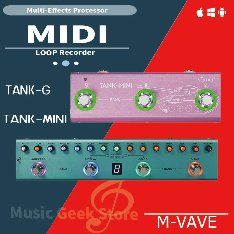 M-VAVE Tank Mini/Tank-G Multi-Effects Pedal for Guitar/Bass, Rechargeable, IR/Cab/Amp/Mod/Delay/Reverb, USB-C
M-VAVE Tank Mini/Tank-G Multi-Effects Pedal for Guitar/Bass, Rechargeable, IR/Cab/Amp/Mod/Delay/Reverb, USB-C