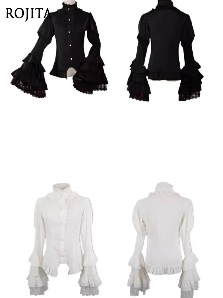High Ruffle Collar Layered Flare Sleeve Gothic Lolita Inner Blouse Black Ruffle High Neck Puff Sleeve Shirt for JSK Matching
High Ruffle Collar Layered Flare Sleeve Gothic Lolita Inner Blouse Black Ruffle High Neck Puff Sleeve Shirt for JSK Matching