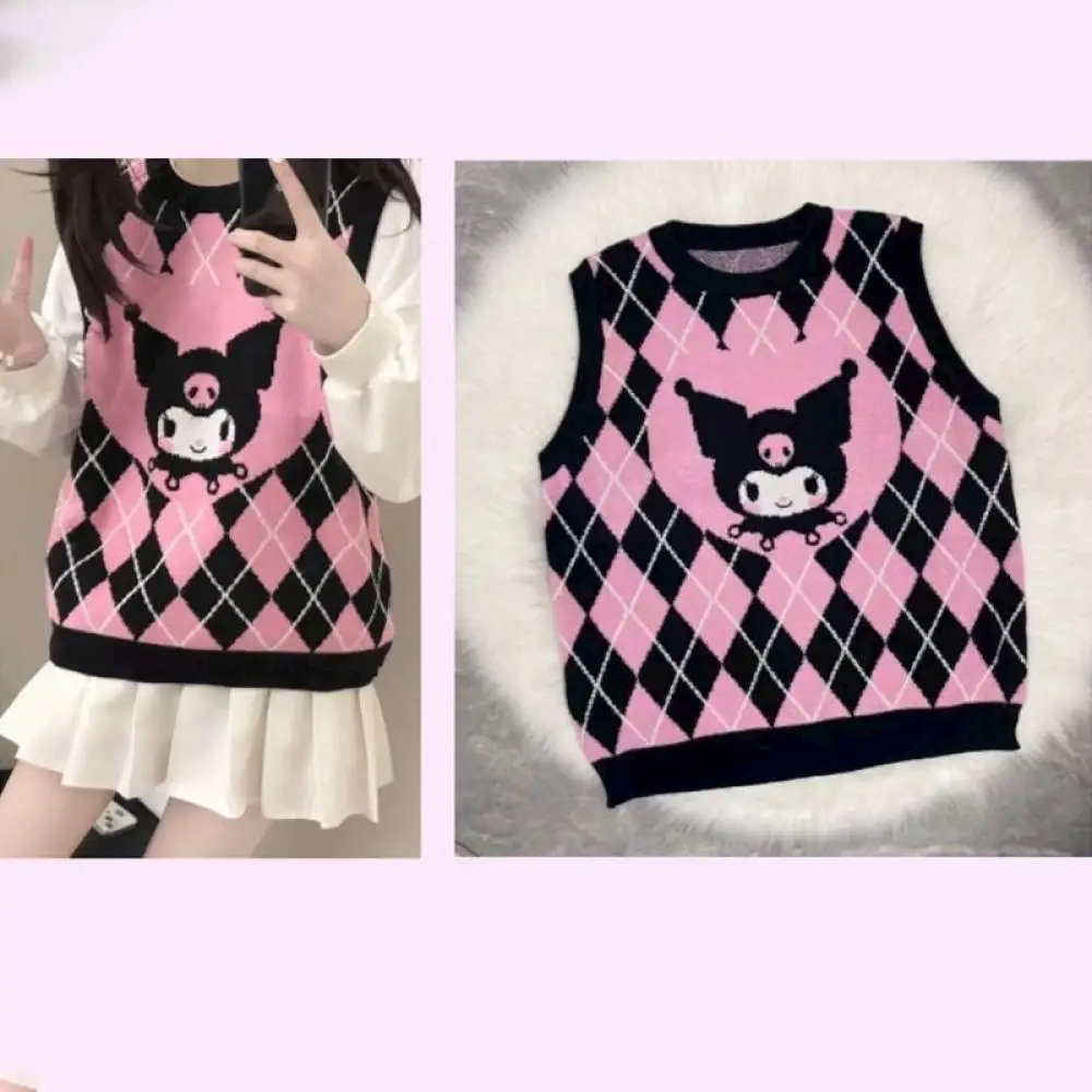 Cute Kuromi Knitting Vest Sanrioed Anime Kawaii Spring Cartoon Preppy Style Sweater Japanese Girls Sweet Student Fashion Trend
Cute Kuromi Knitting Vest Sanrioed Anime Kawaii Spring Cartoon Preppy Style Sweater Japanese Girls Sweet Student Fashion Trend