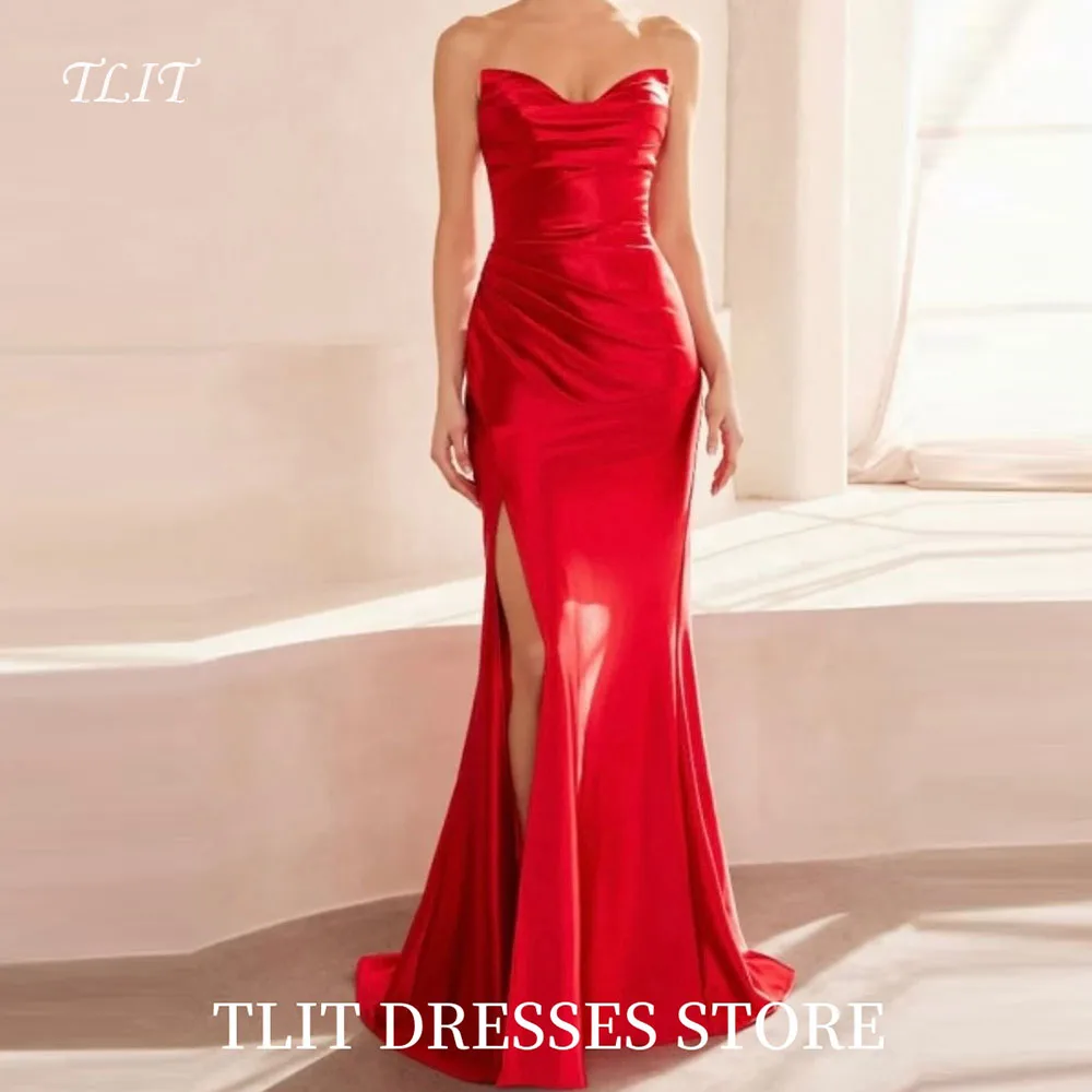 TLIT Satin Sheath Mermaid Evening Gown Dress Sexy Sweetheart High Side Split Prom Gown backless Customized Formal Party
TLIT Satin Sheath Mermaid Evening Gown Dress Sexy Sweetheart High Side Split Prom Gown backless Customized Formal Party