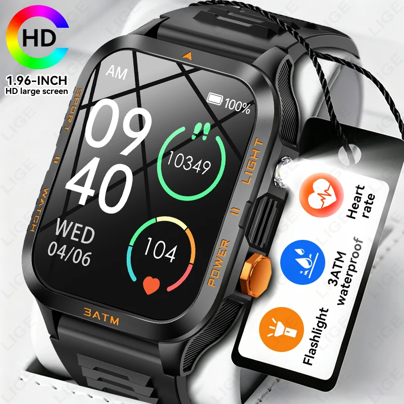 LIGE New Military Rugged Smart Watch Men's 880 mAh Battery With Flashlight Waterproof Bluetooth Call Smartwatch For Android IOS
LIGE New Military Rugged Smart Watch Men's 880 mAh Battery With Flashlight Waterproof Bluetooth Call Smartwatch For Android IOS