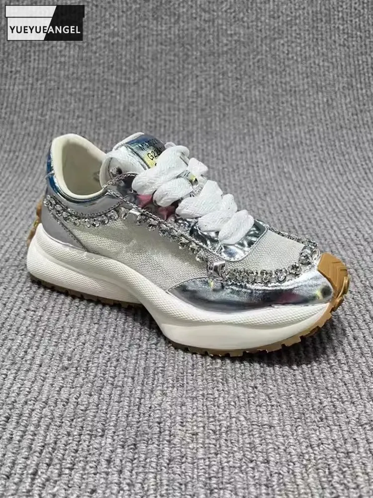 Fashion Summer Women Breathable Mesh Sneakers Thick Platform Pumps Shiny Diamonds Lace Up Spliced Casual Joggers Trainers Shoes
Fashion Summer Women Breathable Mesh Sneakers Thick Platform Pumps Shiny Diamonds Lace Up Spliced Casual Joggers Trainers Shoes