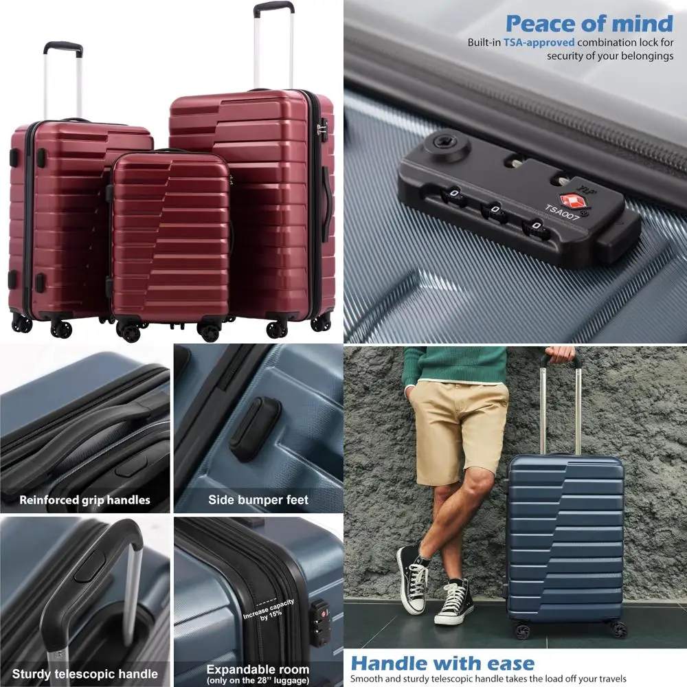 expandable abs spinner suitcase set - tsa luggage lock, wine red, carry-on (3-piece)
expandable abs spinner suitcase set - tsa luggage lock, wine red, carry-on (3-piece)