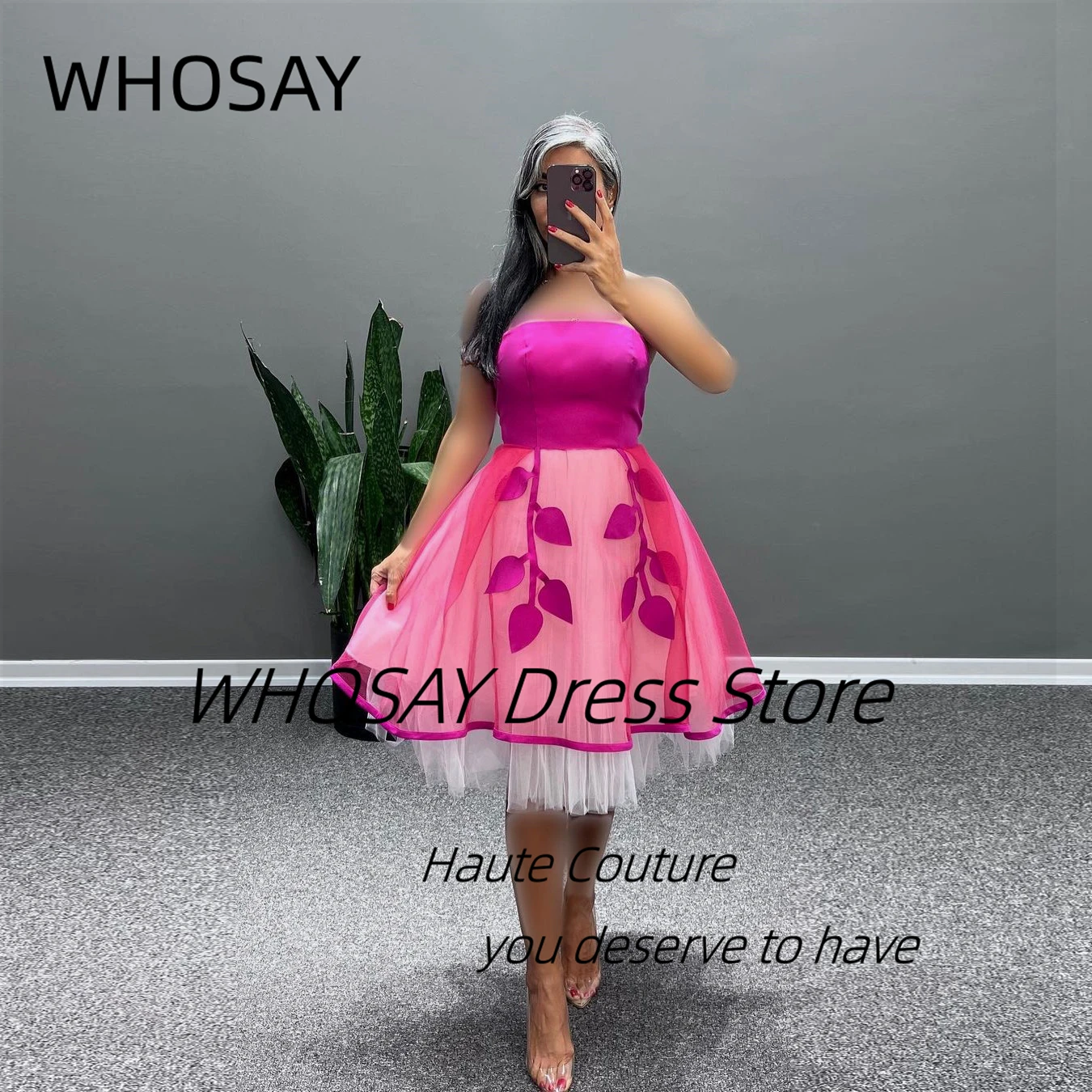 WHOSAY Contrast Color Prom Dresses with Applique Tulle Short Homecoming Dress Zipper Back Graduation Party Evening Gowns
WHOSAY Contrast Color Prom Dresses with Applique Tulle Short Homecoming Dress Zipper Back Graduation Party Evening Gowns