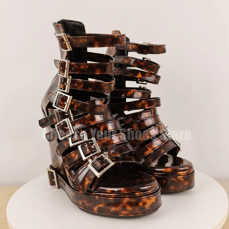 Leopard Print Wedges Heel Buckle Platform Sandals Back Zipper Women Shoes Open Toe Fashion Party Feast 2025 Zapatos Para Mujere
Leopard Print Wedges Heel Buckle Platform Sandals Back Zipper Women Shoes Open Toe Fashion Party Feast 2025 Zapatos Para Mujere
