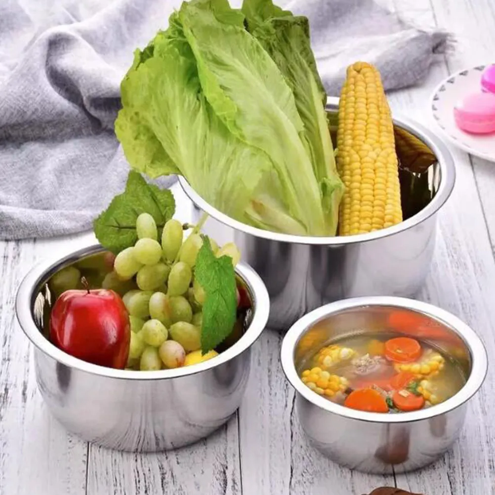 3Pcs Stainless Steel Soup Bowl Set Food Safe Rustproof Dent Resistant Nesting Mixing Bowls for Salad Rice Veg Serving Dishwasher
3Pcs Stainless Steel Soup Bowl Set Food Safe Rustproof Dent Resistant Nesting Mixing Bowls for Salad Rice Veg Serving Dishwasher