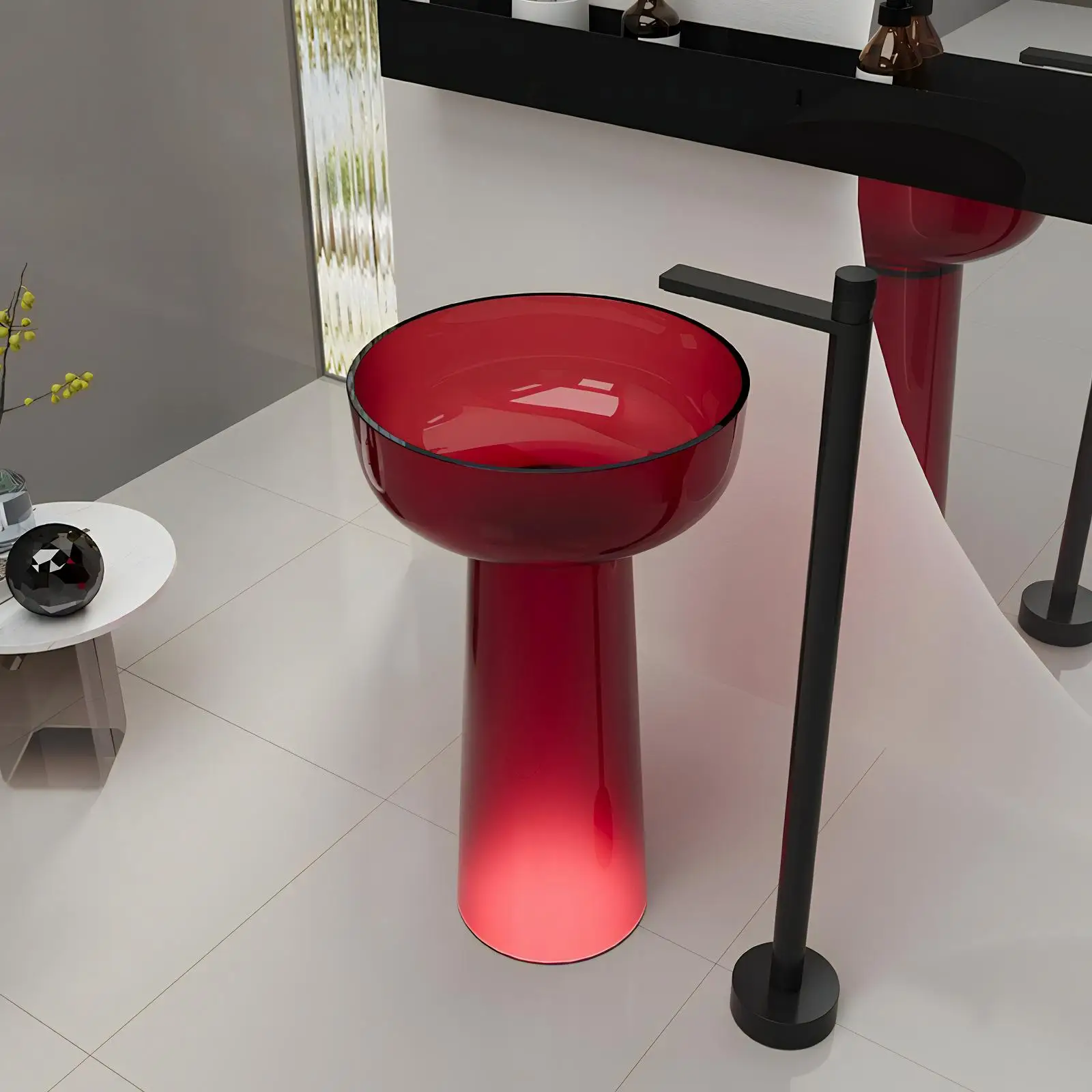 %& Modern Clear Transparent Resin Eco-Friendly Bathroom Sink With Pedestal Floor Stand And Drainer 12L Capacity 5-Year Warranty
%& Modern Clear Transparent Resin Eco-Friendly Bathroom Sink With Pedestal Floor Stand And Drainer 12L Capacity 5-Year Warranty