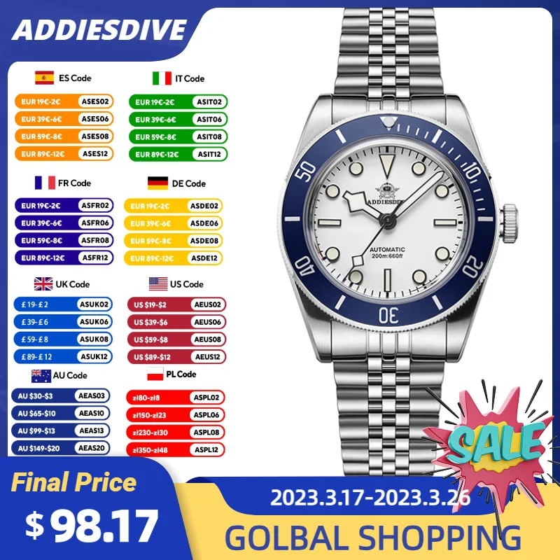 ADDIESDIVE Luxury Men's Watches Sapphire Fashion Nylon Strap 200m Waterproof BGW9 Super Luminous NH35 Mechanical Analog Watch
ADDIESDIVE Luxury Men's Watches Sapphire Fashion Nylon Strap 200m Waterproof BGW9 Super Luminous NH35 Mechanical Analog Watch