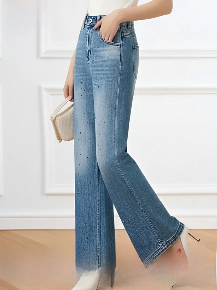 Blue High Waist Glitter Denim Jeans Women's Summer Vintage Hong Kong Style Slimming Loose Straight Leg Large Size Wide Leg Pants
Blue High Waist Glitter Denim Jeans Women's Summer Vintage Hong Kong Style Slimming Loose Straight Leg Large Size Wide Leg Pants