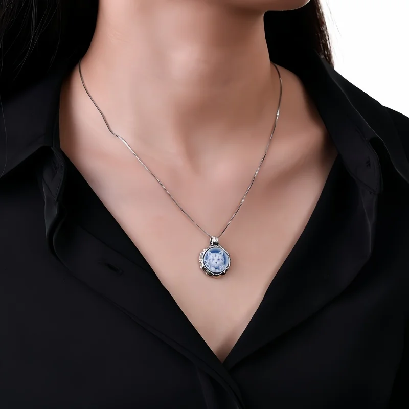 BOCAI NEW S925 Sterling Silver Charms Pendant Stud Earrings for Women Men Blue Agate Relief Cute Cat Charm Fine Choice Jewelr
BOCAI NEW S925 Sterling Silver Charms Pendant Stud Earrings for Women Men Blue Agate Relief Cute Cat Charm Fine Choice Jewelr