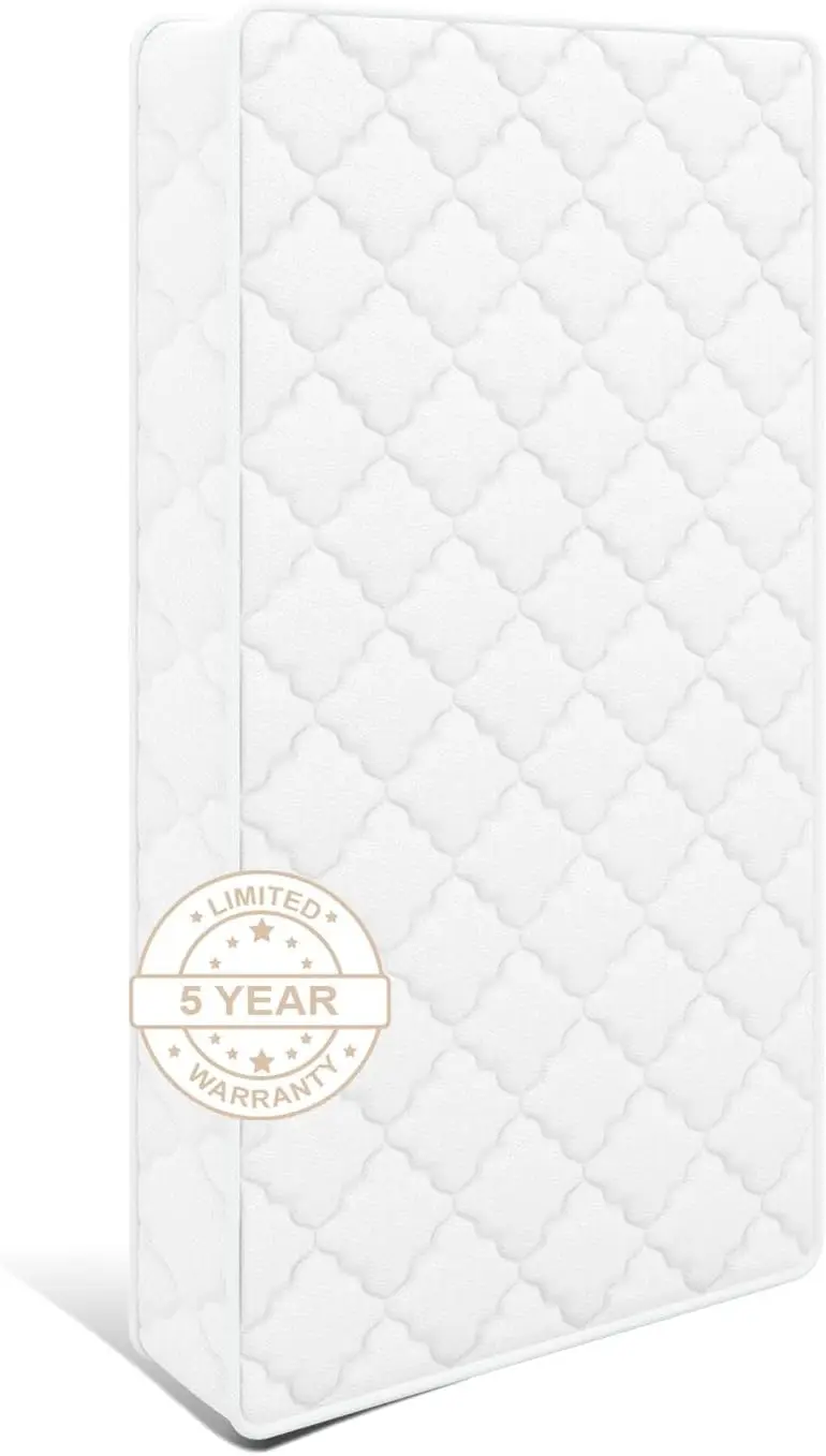 Toddler Mattress 5x52x27.5in, Medium Firm Foam, CertiPUR-US, Odorless, Edge Support, White
Toddler Mattress 5x52x27.5in, Medium Firm Foam, CertiPUR-US, Odorless, Edge Support, White
