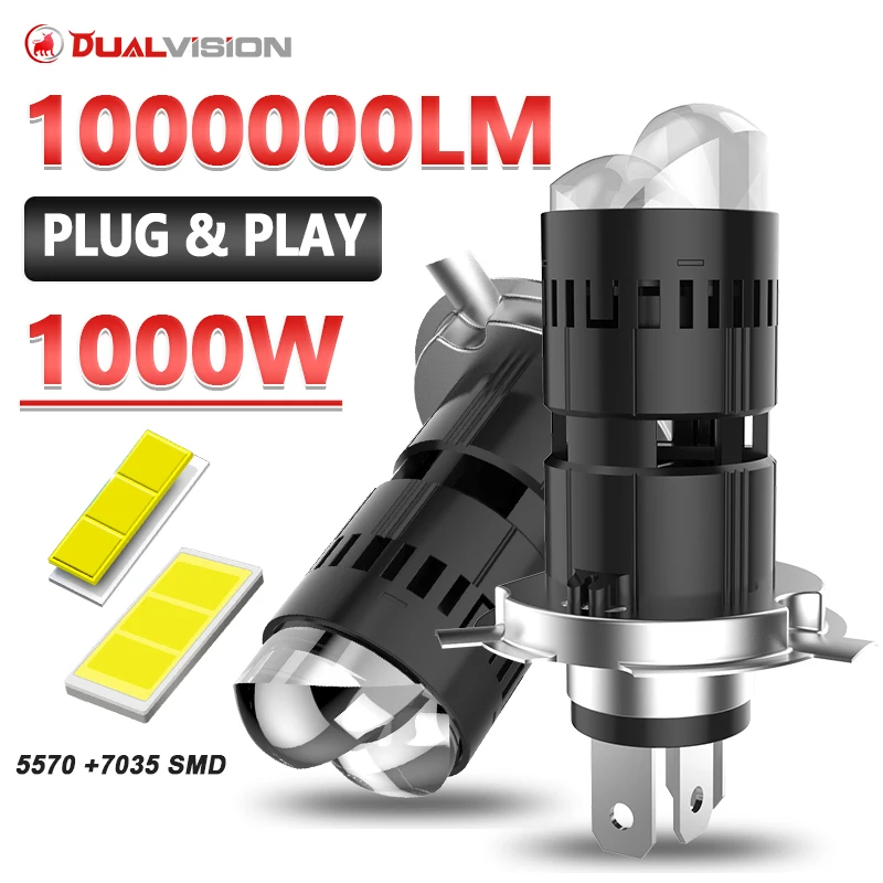 1000000LM H4 Bi Mini LED Projector Lens Car Bulb Auto Headlight Turbo Lamps Plug&Play Dual Motorcycle High Low Beam 6000K 12V
1000000LM H4 Bi Mini LED Projector Lens Car Bulb Auto Headlight Turbo Lamps Plug&Play Dual Motorcycle High Low Beam 6000K 12V